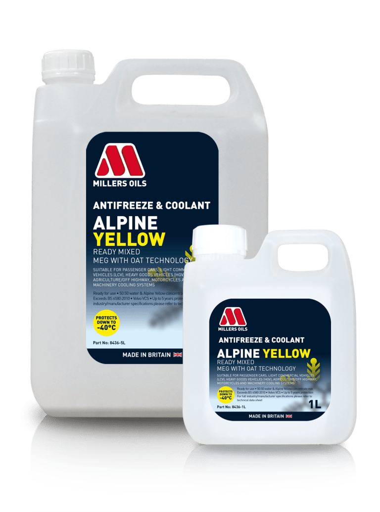Alpine Yellow Antifreeze & Coolant Ready Mixed Millers Oils