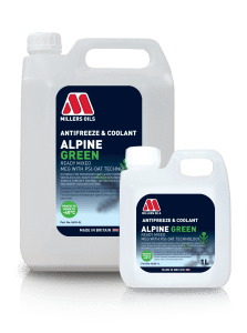Photo of a 5L and 1L packshot of Alpine Green Ready Mixed