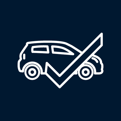Icon of a car with a tick